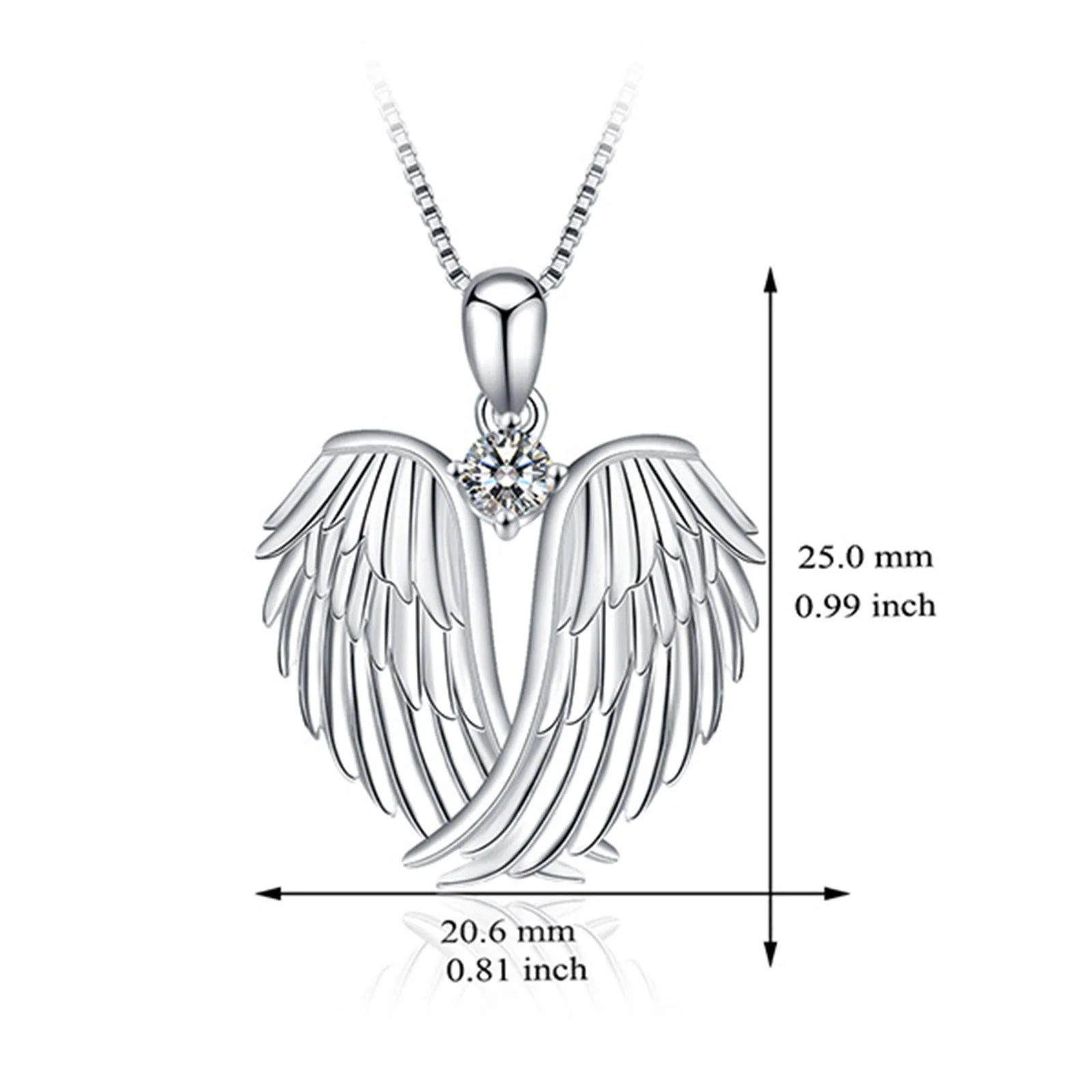 Jewelry on Clearance！Angel Wings Necklace 925 Silver Guardian Angel Wings Pendant Necklace Birthstone Necklace for Women Women Christmas Jewelry Gifts