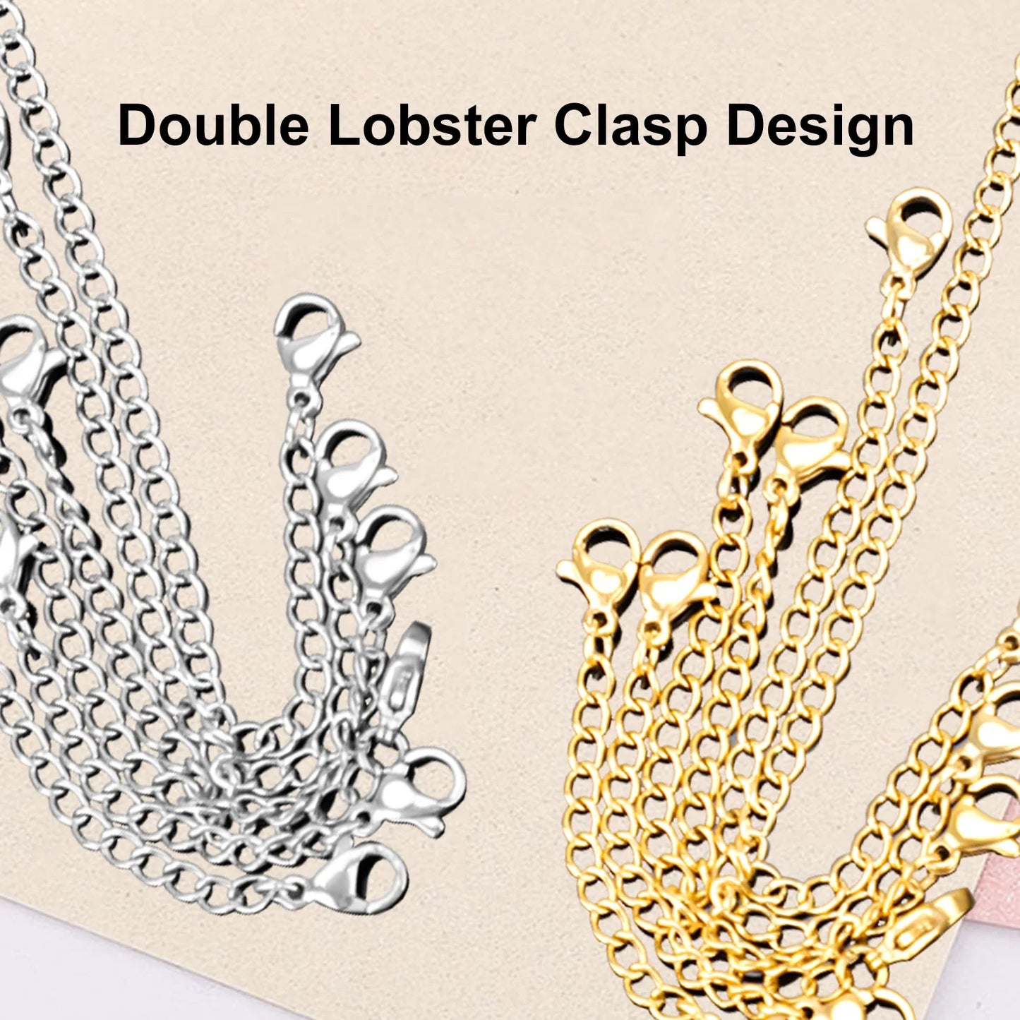 12Pcs Stainless Steel Bracelet Necklace Extender Set,  Lobster Clasps Closures Bracelet Extenders