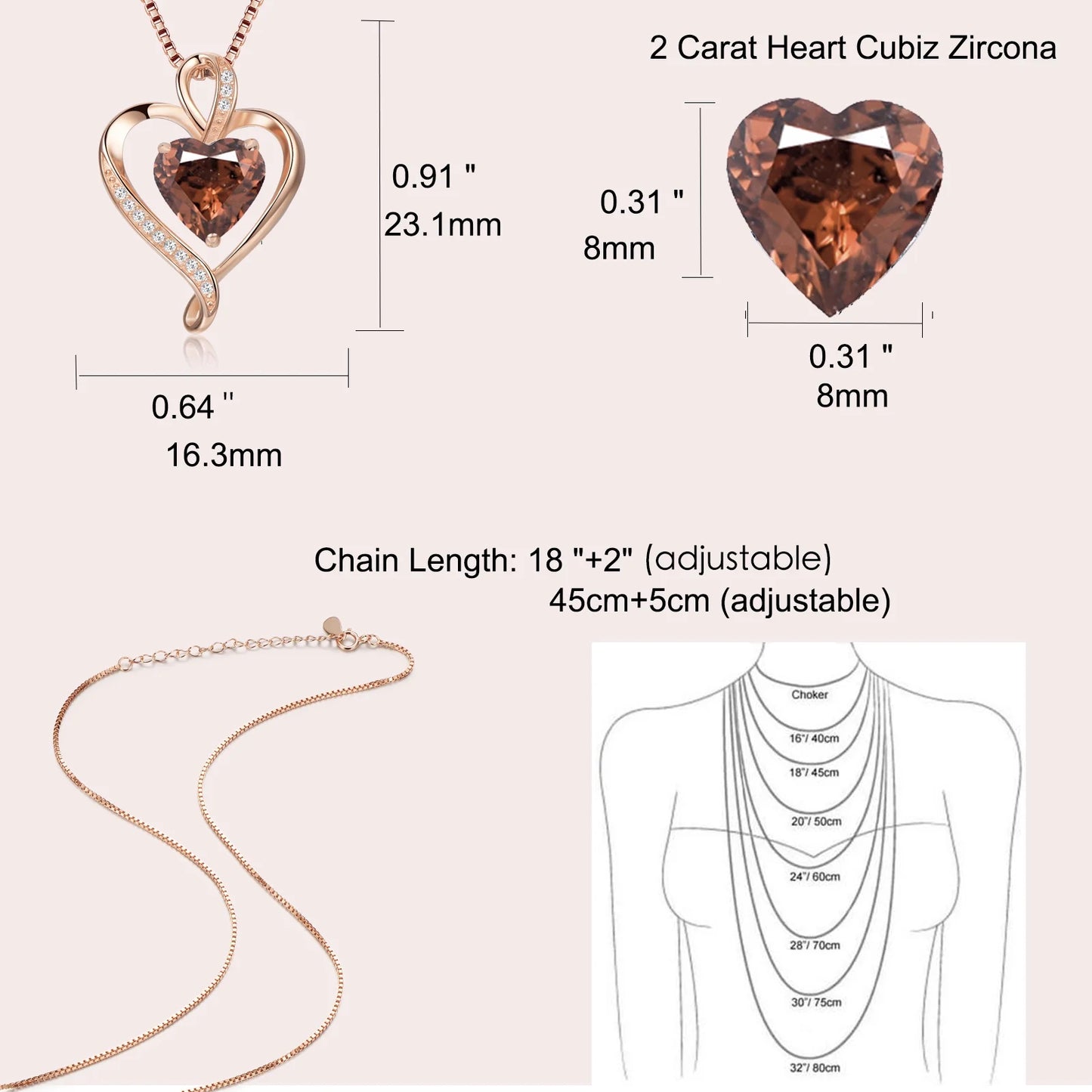 Heart Necklaces for Women 925 Sterling Silver Pendant Necklace Rose Gold White Gold/14K Gold Plated Love Necklace for Her Girlfriend Wife Valentines Day Birthday Women Jewelry Gifts 18"+2"